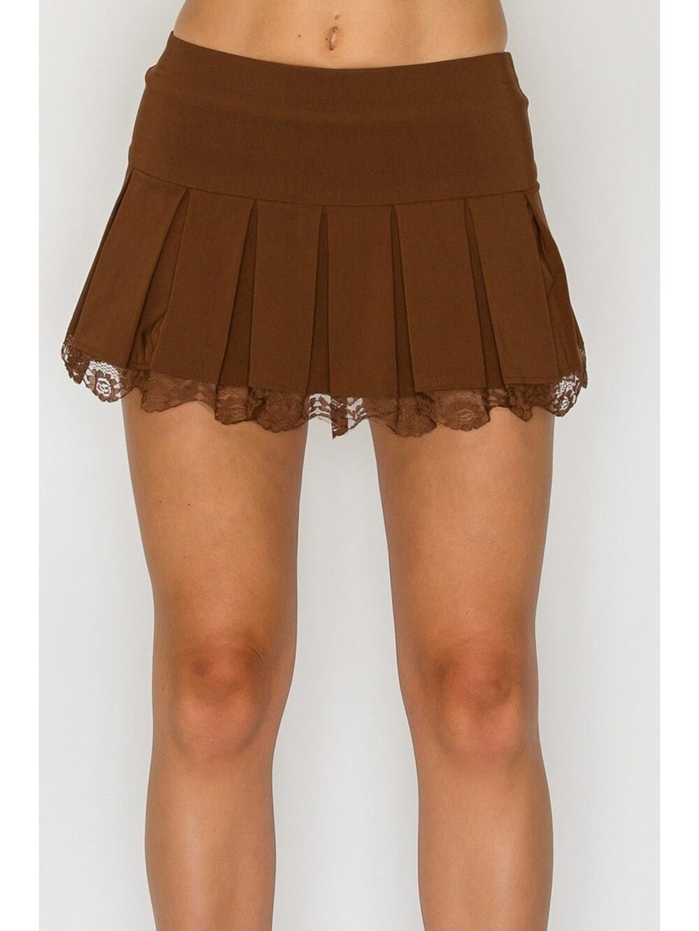 Coco Scallop Lace Trim Pleated Skirt